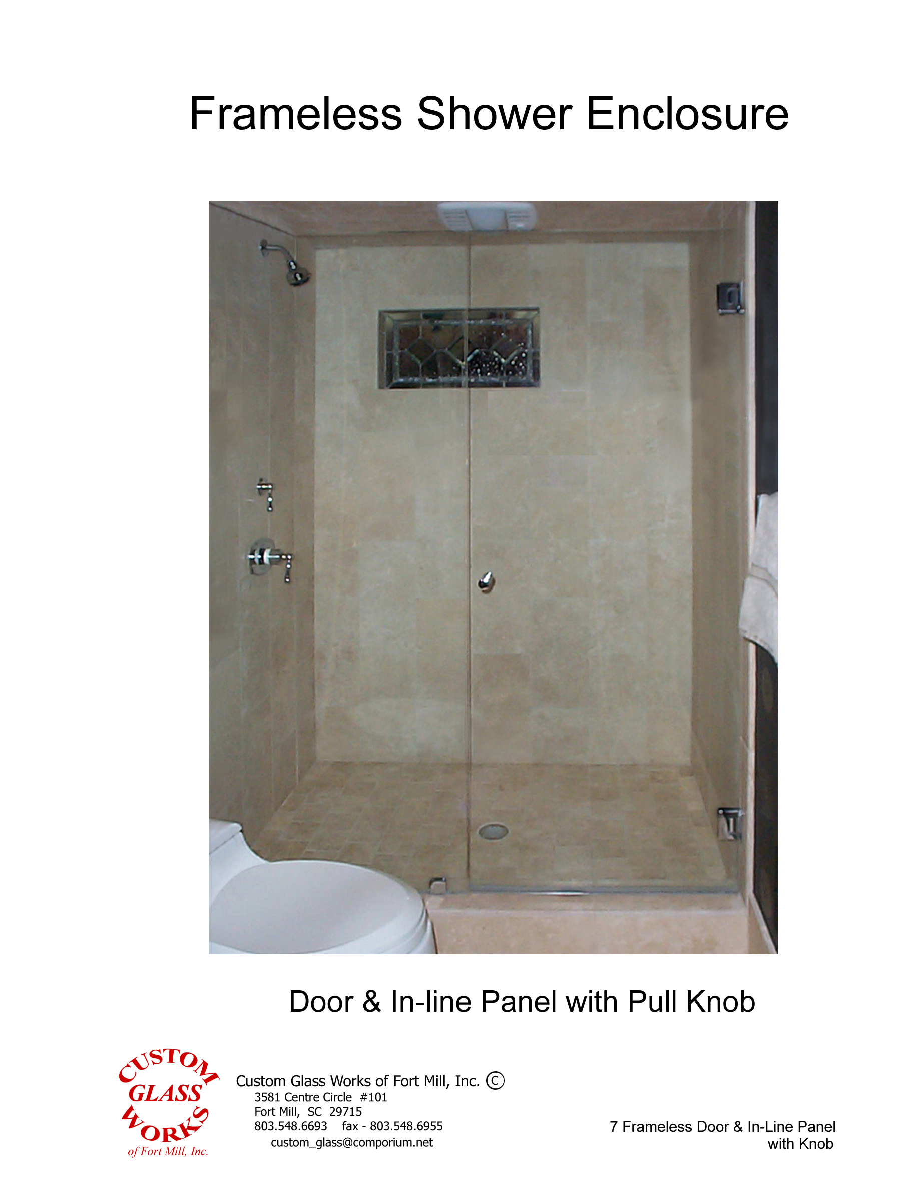 7 Frameless Door & In-Line Panel with Knob